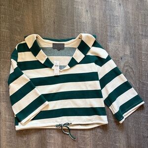 Striped Green and White Cropped Top